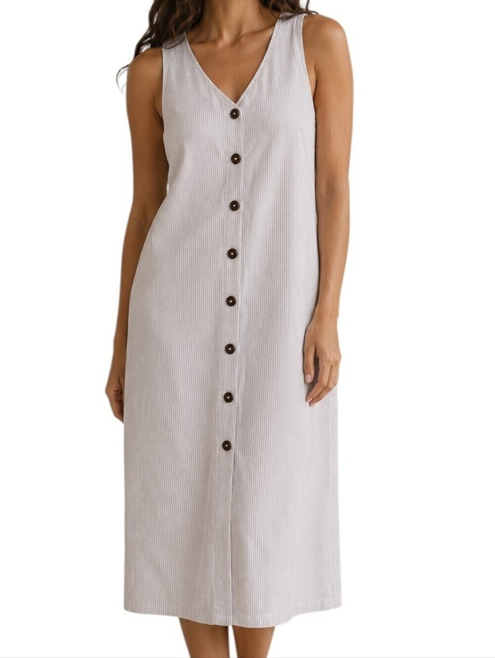 Sotela Sandia Midi Dress Women XS Organic Cotton Gauze Grey Coastal